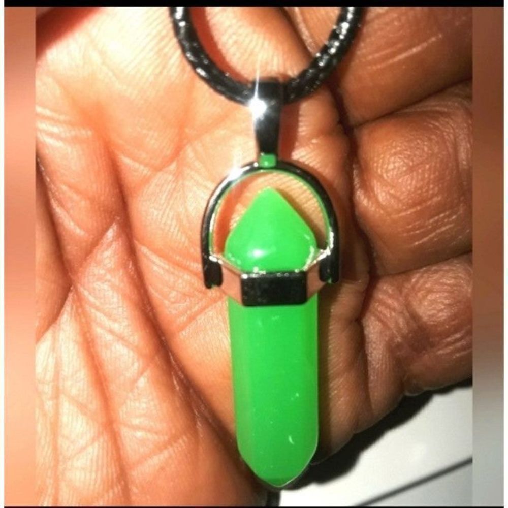 Hand crafted green glow in the dark pendant necklace unisex